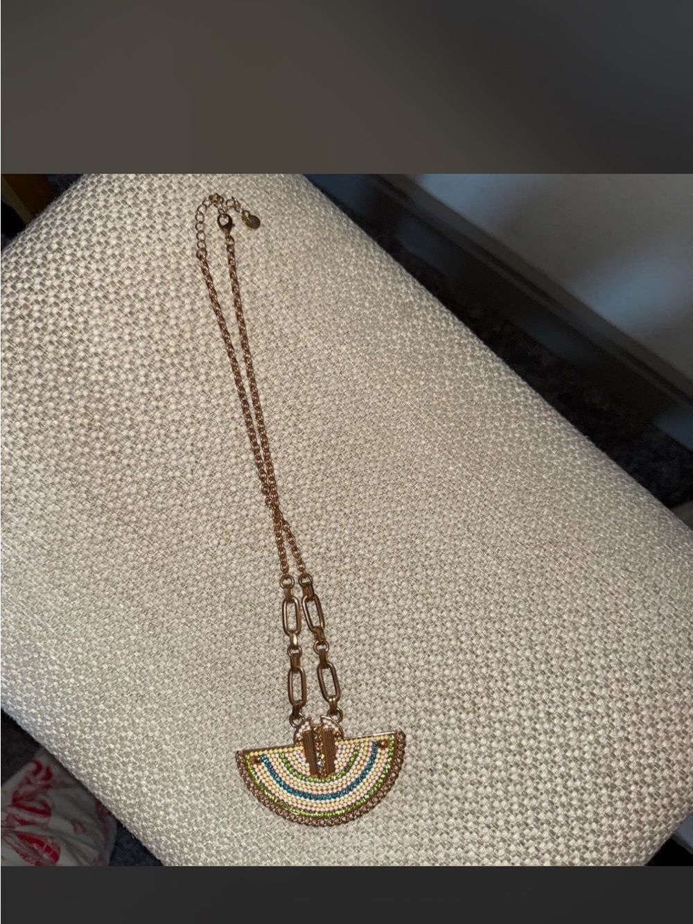 Beaded Crescent Pendant Necklace in Multicolor - Women Jewelry